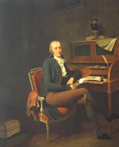 Portret van een zittende man aan een bureau